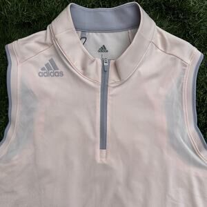 NEW Adidas Women Gradient Zip Sleeveless Polo Shirt Blade Collar Golf Tank Top L